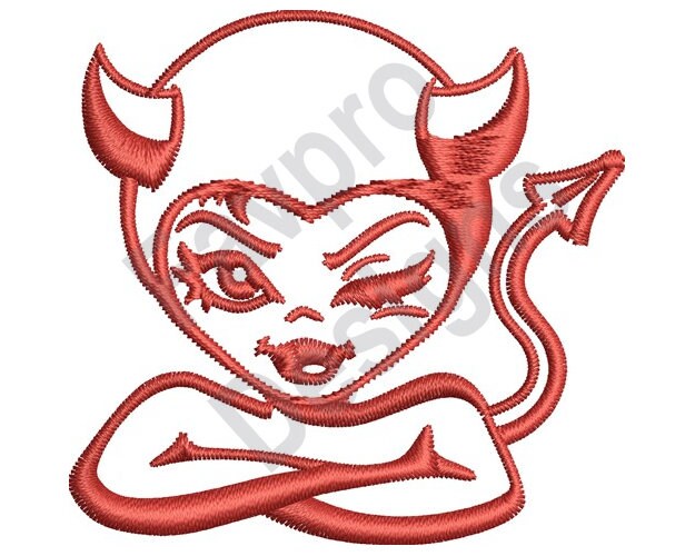 Devil Outline Machine Embroidery Design Etsy