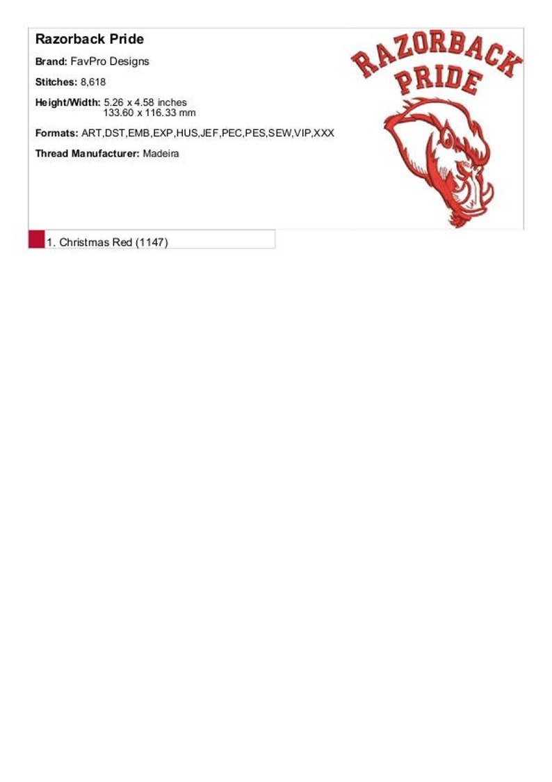 Machine Embroidery Razorback Razorback Pride - Machine Embroidery Design - Etsy