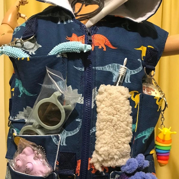 Child's Sensory Play Vest with fidget, coping, calming toys