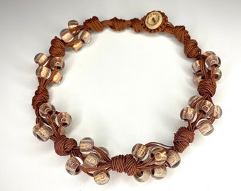 Rope Jewelry | copper necklace | Murano glass | brown cord | gift idea | choker