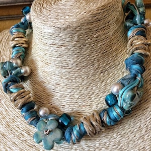Collier de corde turquoise, collier de perles, collier en céramique grecque, collier choker, cadeau d'anniversaire, bijoux artisanaux, pour elle image 8
