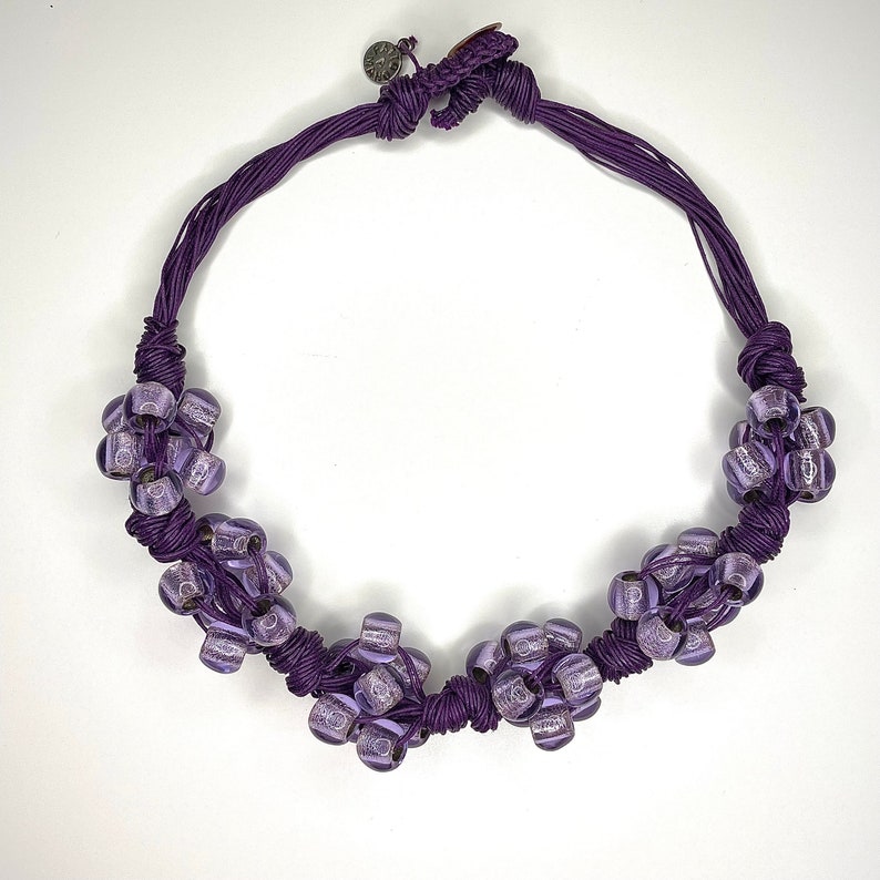 Gioielli in corda collana lilla su cordino viola idea regalo girocollo gioielli artigianali immagine 5