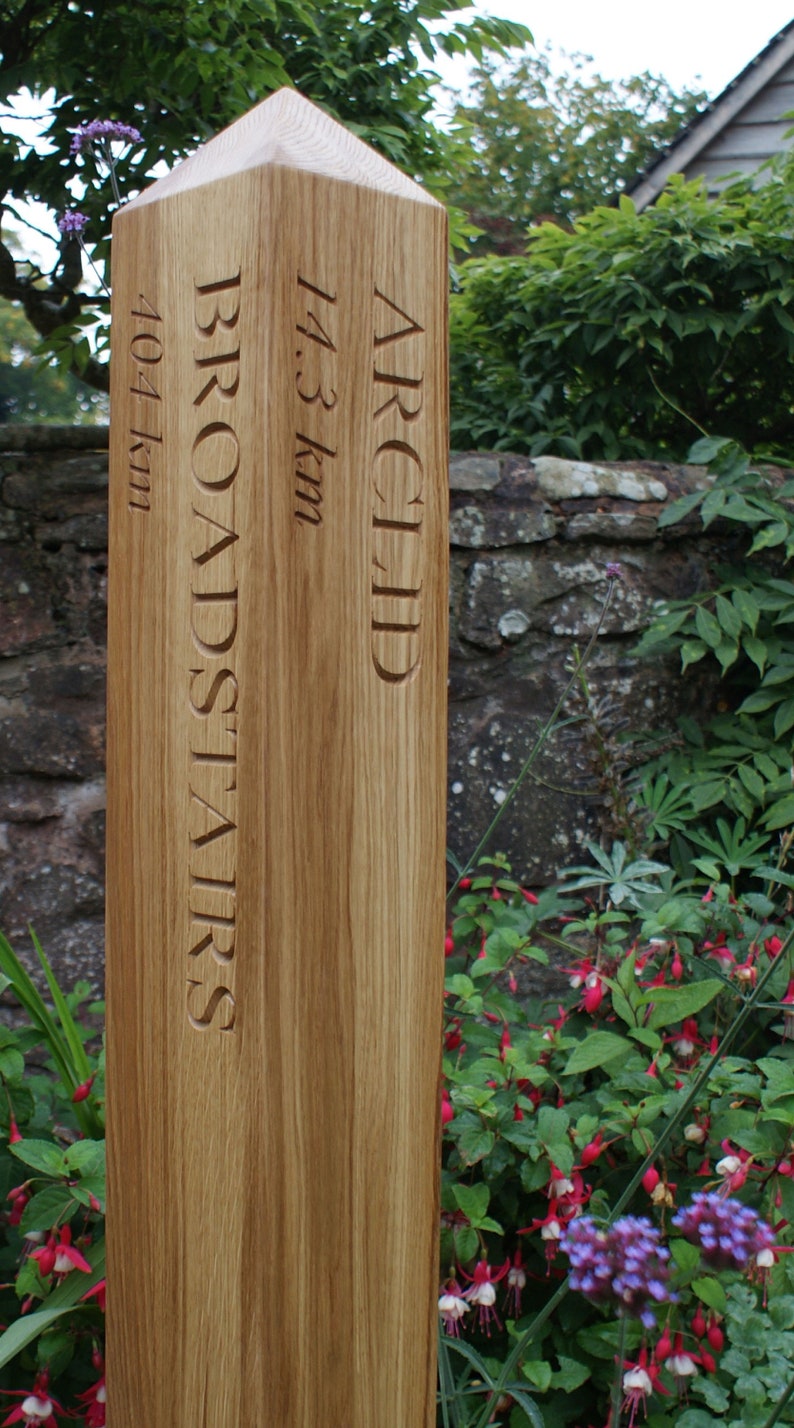 Medium Wooden Engraved Garden Post Etsy UK