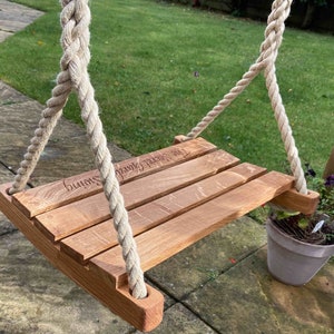 Oak swing - free personalisation and generous 4m of thick (20mm) rope.