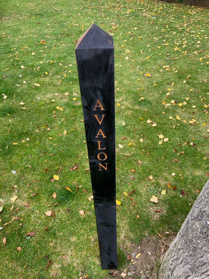 Medium Wooden Engraved Garden Post Etsy UK