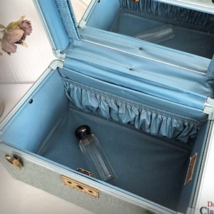 SAMSONITE 4512 Streamlite Beautycase ~ Midcentury ~ Shwayder Bros. Denver ~ Vintage Mode ~ babyblauer Tweed Make-up Koffer ~ 25lusa4512