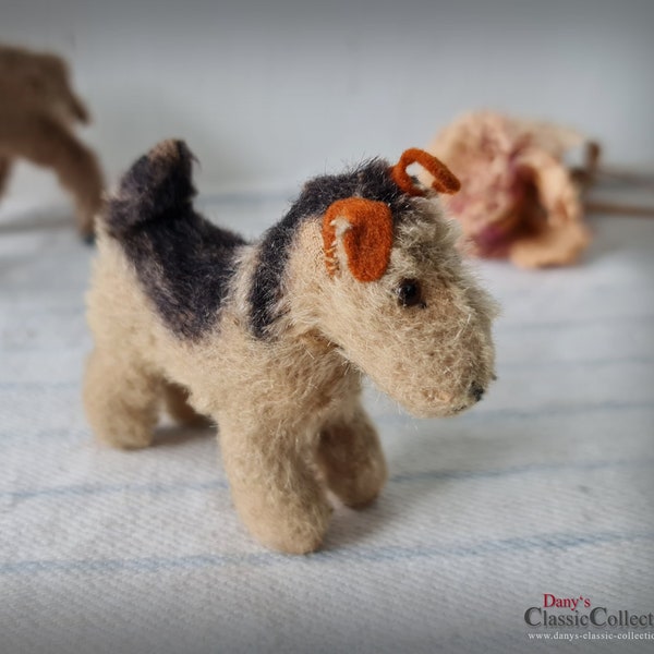 RARE FOX terrier ~ german toy dog ~ nostalgia in the nursery ~ Vintage wool plush toy ~ 23psstte