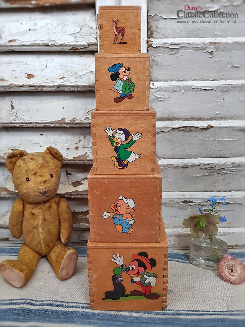 Antikes Holzspielzeug Stapelwürfel Walt Disney Productions | Etsy