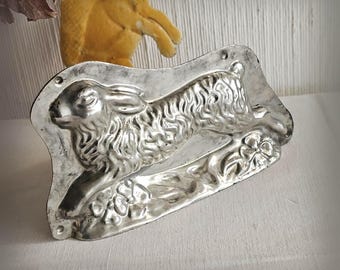 Vintage Chocolate Mold 7.48" ~ HERIS Running rabbit ~ Hare Metal Mold ~ Collectible ~ Happy Easter ~ Farmhouse decor ~ hy5319