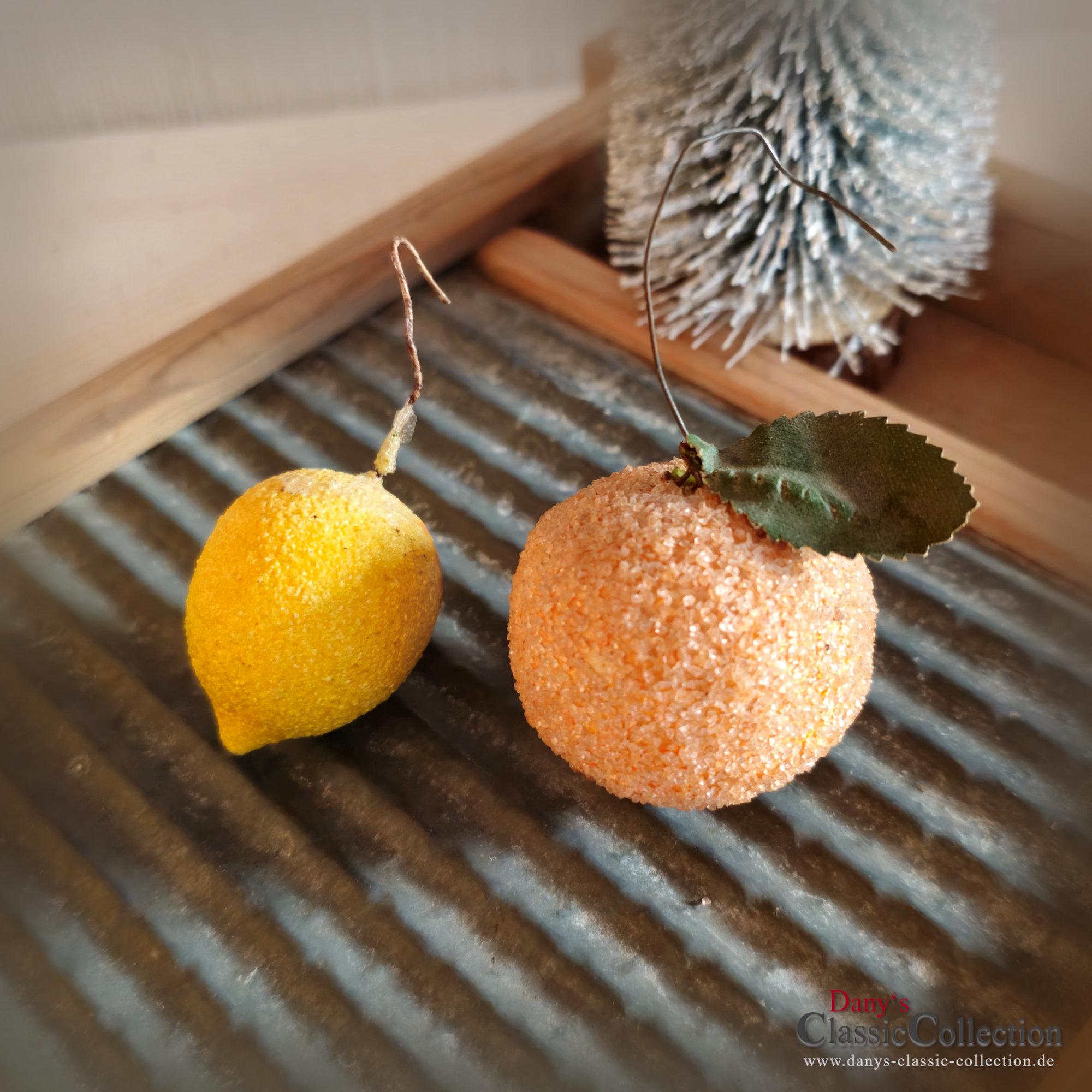 Lemon and orange ~ paper-mâché mass tree ornaments ~ vintage fruit Christmas tree pendants ~ Xmas Tree ~ Seasonal Decor ~ hb2025