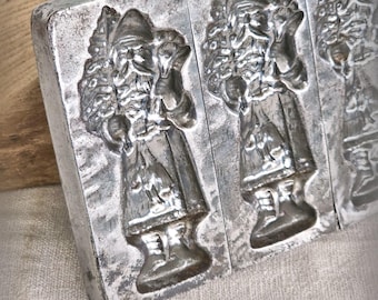 RAR! Chocolate mold 4 Santa Clauses with fir tree rod toy Santa Claus St. Nicholas Christmas decoration collector's item 25eb4sa