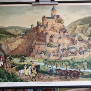 Mappa mobile "Castello del Cavaliere" ~ mappa scolastica ~ mappa murale ~ mappa didattica ~ metà del secolo ~ decorazione murale ~ sussidi didattici ~ storia culturale ~ hy5226