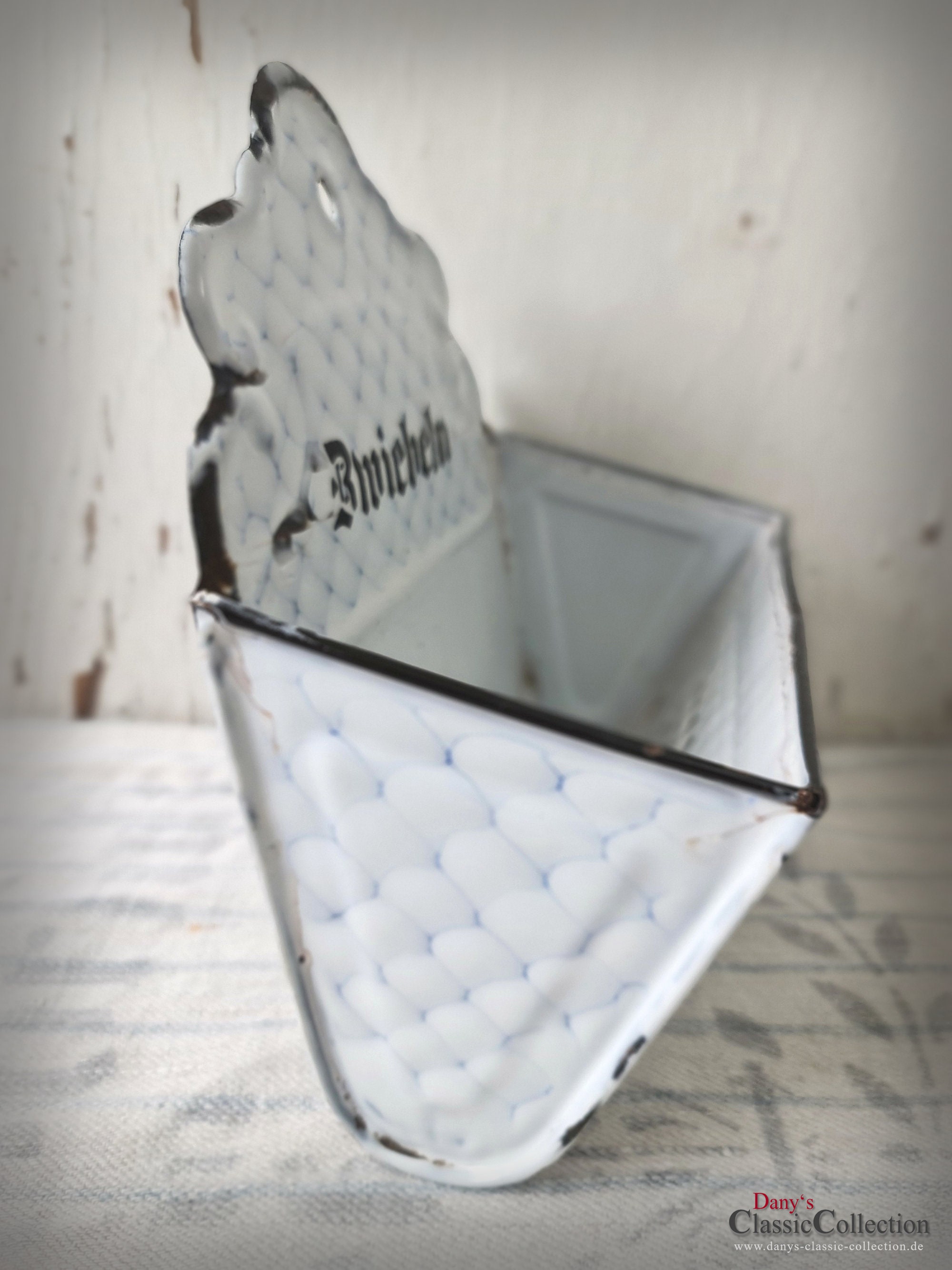 Alter Emaille Zwiebel Vorratsbehälter weiß blaues | Etsy