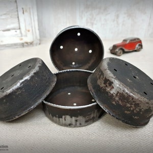 Antiguos moldes para bizcochos tostados Ø 8,5 cm moldes para hornear almacenamiento cocina de casa de campo vintage decoración de cocina en mal estado granja hy6114 imagen 1