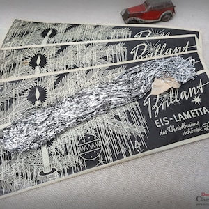 4 silver ICE Lametta ~ original package ~ german BRILLANT lametta ~ vintage christmas tinsel ~ christmas decor ~ hz6460s4