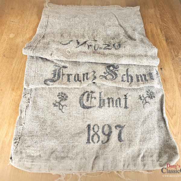 56,29" grainsack from 1897 ~ linen sack ~ german flour sack ~ rustic cottage decor ~ vintage deco ~ table runner ~ hw3199
