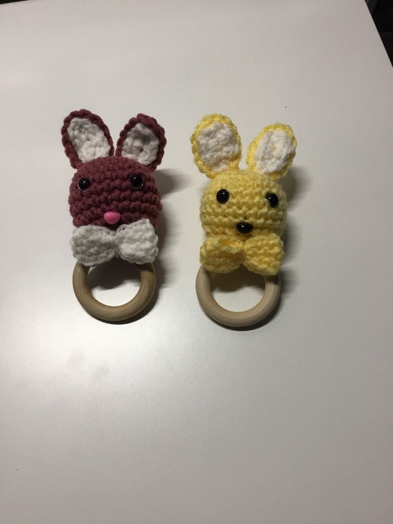 Baby Teething Ring Bunny Baby Shower Gift Rattle