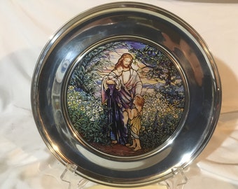 1987 Stained Glass Christmas Plate "Oh Come Little Children"