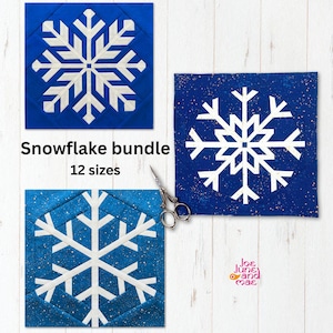 Snowflake bundle 12 sizes, Quilt Block Pattern: Foundation Paper Piecing (PDF Download)