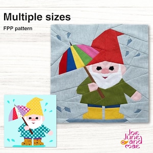 Padrão de bloco de patchwork Gnomo nº 4: Patchwork com base em papel, 30 e 40 cm (Download em PDF)