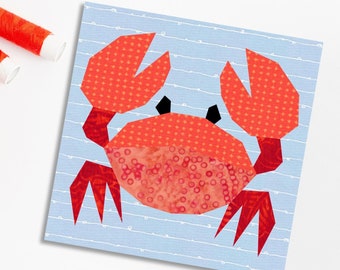 Crab Quilt block pattern, PDF pattern instant download, Nautical Quilt Pattern, Foundation Paper Piecing Pattern