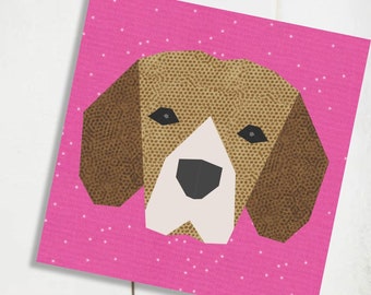 Patrón de bloque de edredón de perro beagle: Paper Piecing de base (Descargar PDF)