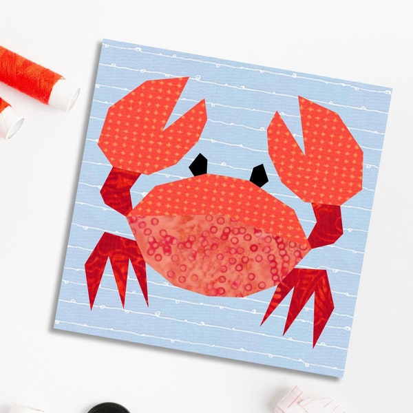 Crab Quilt block pattern, PDF pattern instant download, Nautical Quilt Pattern, Foundation Paper Piecing Pattern