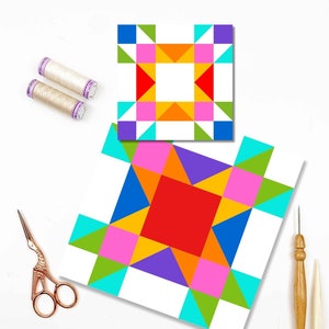 Amish Star quilt block, 5 sizes Star PDF instant download, Foundation Paper Piecing Pattern