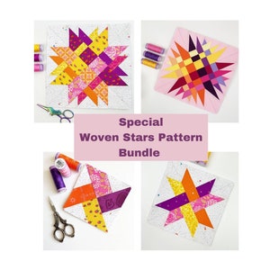 Woven Star Pattern Bundle, PDF instant download, foundation paper pieced