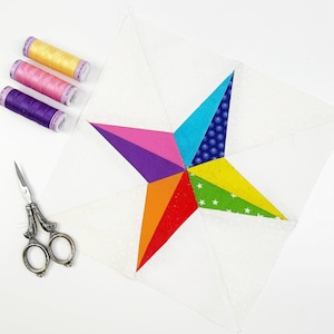Star of the East, 4 sizes Star Quilt Block Pattern, PDF instant download, Foundation Paper Piecing Pattern