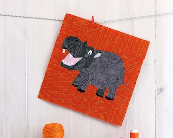 Hippo Quilt Block Pattern, PDF instant download, Foundation Paper Piecing Pattern