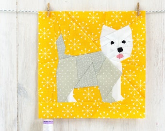 West Highland Terrier Quilt Block Pattern, PDF Instant download,Foundation Paper Piecing Pattern