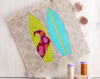 Surfboards Quilt block pattern, PDF pattern instant download, Surfboards Quilt Pattern, Foundation Paper Piecing Pattern