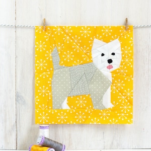 West Highland Terrier Quilt Block Pattern, PDF Instant download,Foundation Paper Piecing Pattern image 1