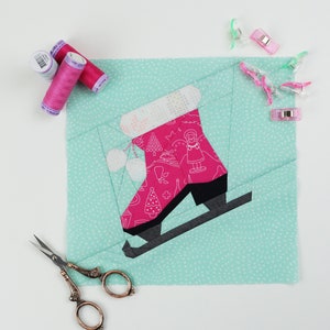 Ice Skates Quilt Block, PDF instant download, Foundation Paper Piecing Pattern