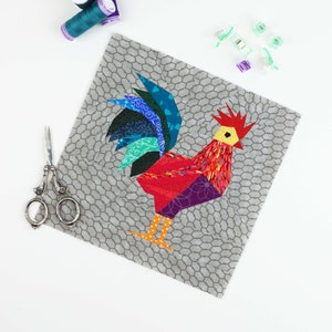 Rooster Quilt Block Pattern: Foundation Paper Piecing (PDF Download)
