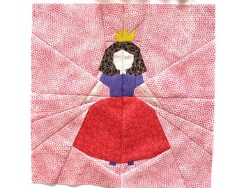 Princess Sewing Pattern, Princess Quilt Block Pattern PDF, Nursery Decor, Modern Quilt Pattern, Fairytale Quilt Pattern