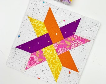 Woven Star 6 sizes PDF instant download, Quilt Block Pattern, Sawtooth Star Foundation Paper Piecing Pattern
