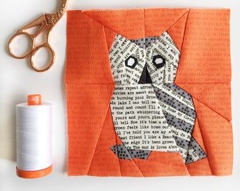 Owl Paper Piecing Pattern, PDF instant download, Owl Quilt Sewing Pattern,Foundation Paper Piecing Pattern