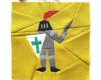 Knight Sewing Pattern, Knight in Shining Armor Quilt Block Pattern PDF, Foundation Paper Piecing Pattern, Fairytale Quilt Pattern