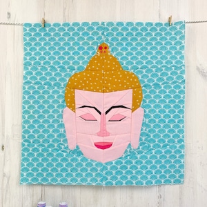 Modello di blocco trapunta Buddha, download istantaneo del modello PDF, modello trapunta Buddha, modello di riattacco della carta di base