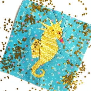 Seahorse Quilt Block Pattern, PDF Instant download, Foundation Paper Piecing Pattern