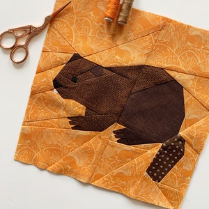 Beaver Paper Piecing Pattern, 4 sizes PDF Sewing Pattern, Foundation Paper Piecing Patterns, Animal - Woodland Creatures Quilt Pattern