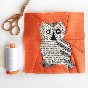 Owl Paper Piecing Pattern: Olivia the Owl Quilt Block (PDF Download)
