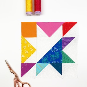Yin-Yang Star Pattern, 8 sizes PDF instant download, Foundation Paper Piecing Quilt Block Pattern