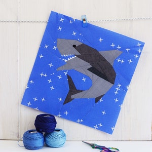 Shark Quilt Block Pattern, PDF instant download, Foundation Paper Piecing Pattern