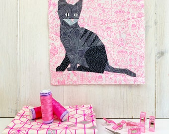 Cat Quilt Block Pattern, PDF Instant download, Foundation Paper Piecing Pattern
