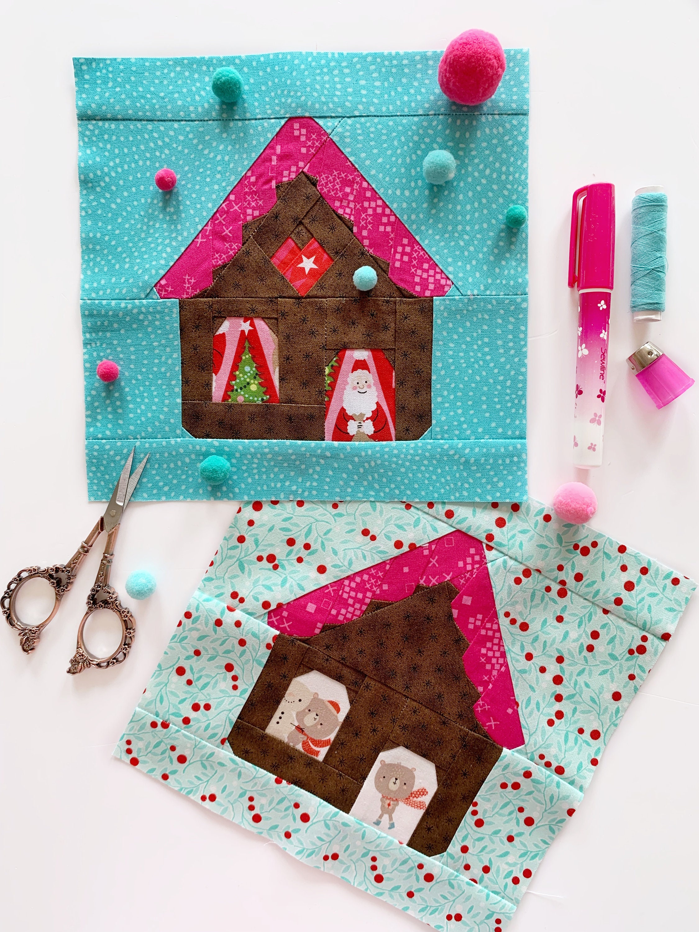 Gingerbread House Quilt Block Pattern Set House Quilt Etsy