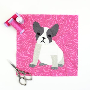 Boston Terrier Quilt Block Pattern, PDF Instant download, Foundation Paper Piecing Pattern