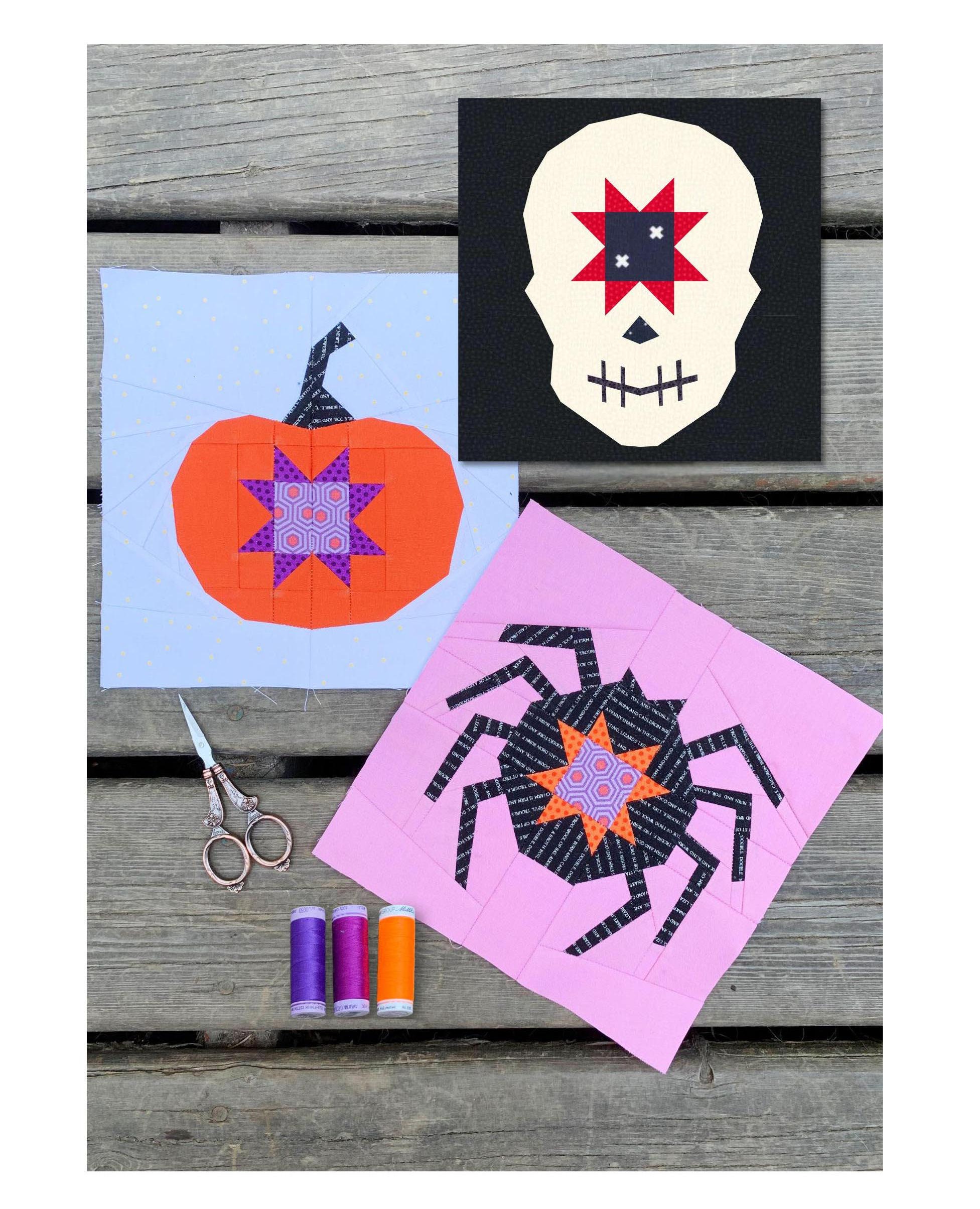 Buy Halloween Quilt Block Pattern Bundle, Spider, Pumpkin, Skull (PDF  Pattern) Online in India - Etsy